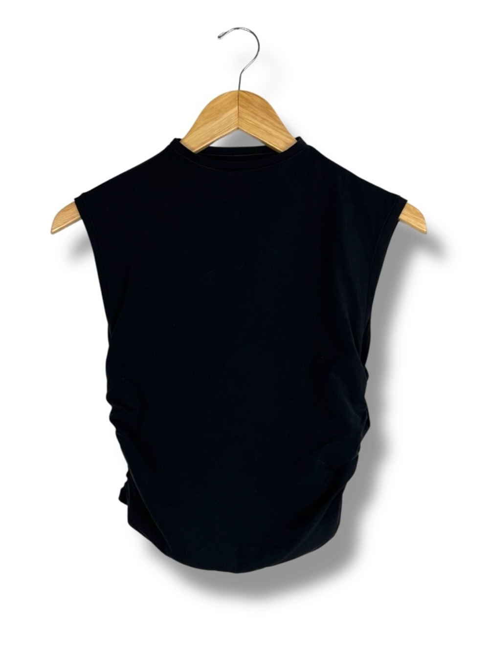 Athleta Muscle Top Black Sleeveless Ruched Sides Stretch Yoga Black XS